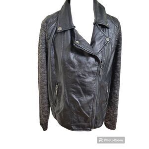 J2 Women's Black Faux Leather Jacket XL With Replacement Hood